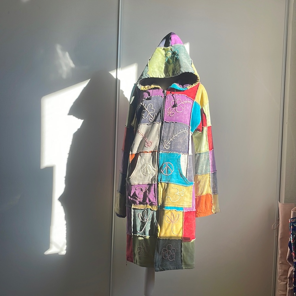 Rising International Large Cozy Hippie Long Zip Up Fall Coat